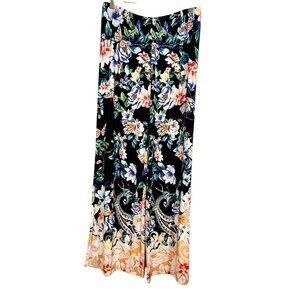 Chicos Floral Wide Leg Pant 4 Colorful Tropical Resort Preppy Classic Chic Retro